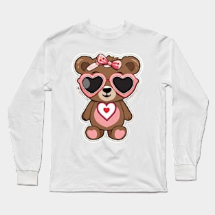 Heartwarming Bear: Valentine's Day Sunnies Edition Long Sleeve T-Shirt